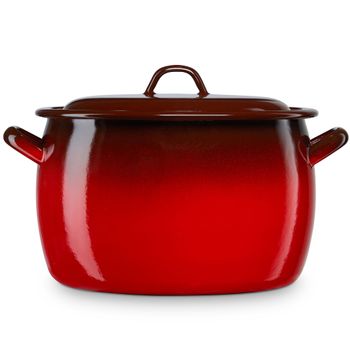 Olla Abombada Cocina Inducción 16cm, Cazuela 3 L Tapa Acero Esmaltado, Fuego, Horno Vintage Rojo  Briebe Ignea