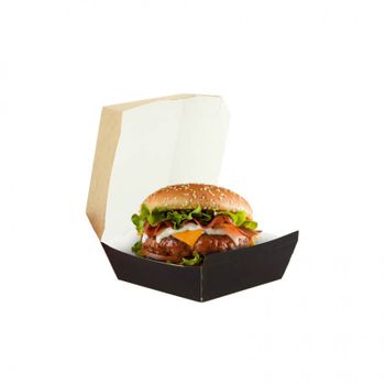 Cajas De Cartón Negro Kraft Para Hamburguesas Pequeñas 450 Unidades