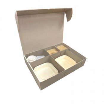 Caja Kraft Micro Menu Catering Con Separadores (45x32x10cm) 50 Unidades