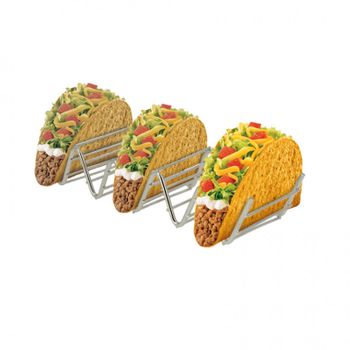 Soporte Tacos Plateado Inoxidable Pack De 1 Unidades