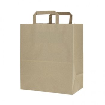 Bolsas De Papel Kraft Asas Planas (26+14x29cm) 250 Unidades