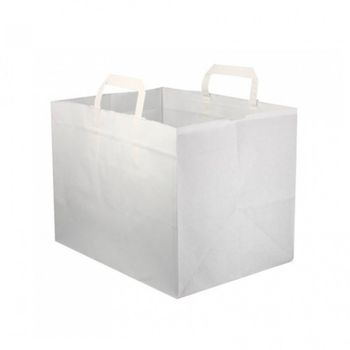 Bolsas De Papel Blancas Anchas Asa Plana Reforzada (32+21x25cm) 250 Unidades