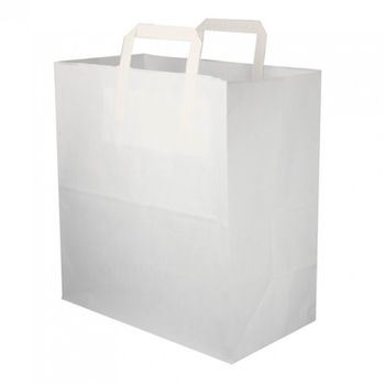 Bolsa Papel Blancas Con Asa Plana Interior (32+17x34 Cm) 250 Unidades