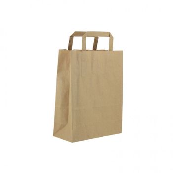 Bolsas De Papel Kraft Reciclado Pequeñas Asas Planas (22+10x28cm) 250 Unidades