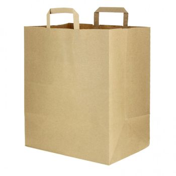 Bolsas De Papel Kraft Extra Grandes Asas Planas (32+21,5x38cm). Hasta Fin De Stock 250 Unidades