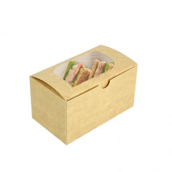 Caja Pastelería Y Sándwich Con Ventana Color Kraft Pack De 25 Unidades
