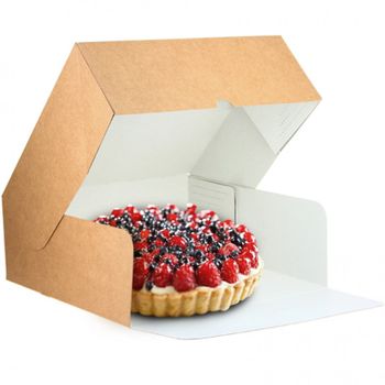 Caja Tarta Kraft Con Apertura Frontal (28x28x10 Cm) Pack De 25 Unidades