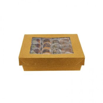 Envases De Cartón Kraft Con Ventana (1000cc) Pack De 40 Unidades