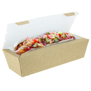 Envases Para Hot Dog Grandes De Cartón Kraft 250 Unidades