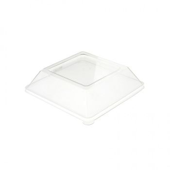 Tapa De Plástico Plato Fibra Cuadrado 16cm Pack De 25 Unidades