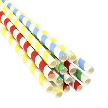 Cañitas Papel Biodegradables Colores (23cm 0.8ø) Pack De 100 Unidades