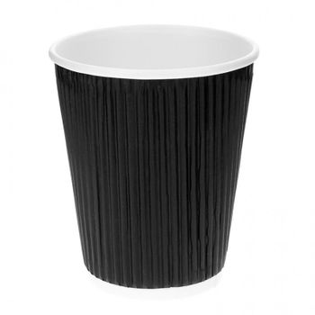 Vaso De Cartón Para Café Negro Ondulado Pack De  Pack De  25 Unidades