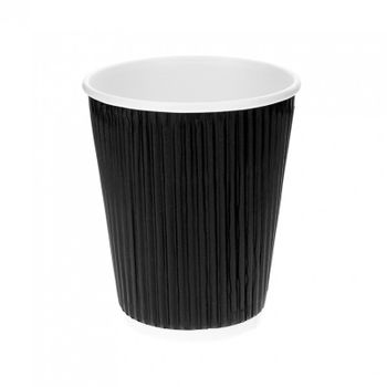 Vaso De Cartón Para Café Negro Ondulado Pack De  Pack De  40 Unidades