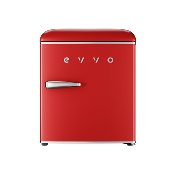 Evvo Frigorífico Mini F20 Retro Rojo, 45 Litros, Diseño Vintage, Bajo Consumo, Silencioso