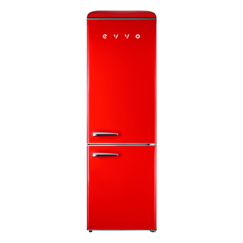 Evvo Frigorífico Combi F55 Retro Rojo, 216l + 84l, Crisper Zone, Silencioso