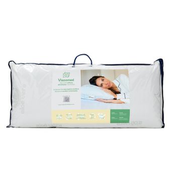 Viscomed® Almohada De 90 Cm Viscoelástica En Copos Visco Aloe Vera, Almohada Termoregulable Transpirable Hipoalergénica Antiácaros Y Antibacterias. Almohada Fabricada En España De Forma Sostenible Con Materiales Reciclados Y Certificado Oeko-tex® E