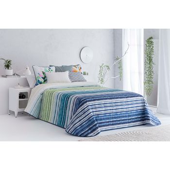 Colcha Bouti 100% Algodón Marina Azul Relleno Ligero Para Cama De 105 Cm