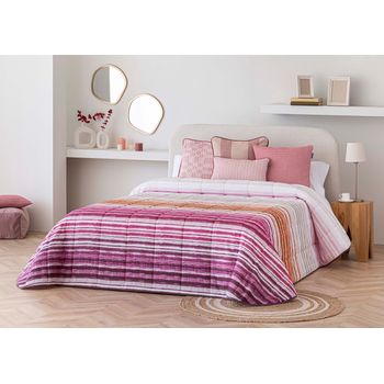 Colcha Bouti 100% Algodón Marina Rosa Relleno Ligero Para Cama De 105 Cm