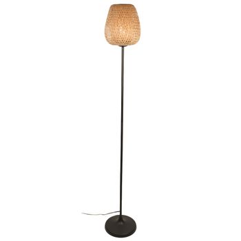 Lámpara De Pie Alpinaluz Mimbre Natural; Diseño Artesanal; Ambientes Cálidos