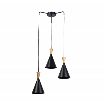 Lámpara Colgante Alpinaluz Paris - 3 Luces Ajustables, Metal Y Madera, Ip20