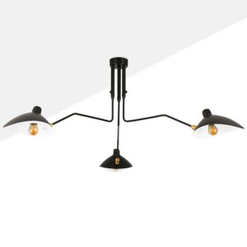 Lámpara De Techo Alpinaluz Marcell - Diseño Vanguardista, Brazos Orientables, 3xe27, 1810x400mm, 60w, En Negro