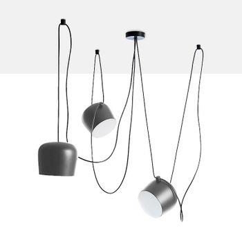 Lámpara Colgante Alpinaluz Tambor - Moderna, E27, Ajustable, Aluminio, 3 Pantallas, 40w, Ip20, En Gris