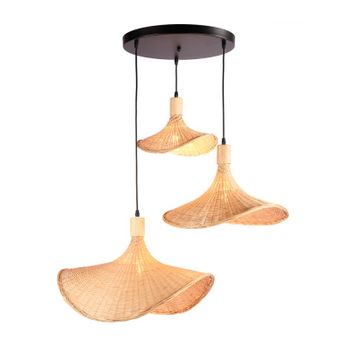 Lámpara Colgante Alpinaluz - Mimbre Triple, 3xe27, Diseño Exclusivo Y Artesanal