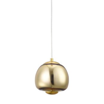 Lámpara Colgante Alpinaluz "gomo" Diseño Vanguardista, Metal Y Cristal, 40w, G9, En Dorado