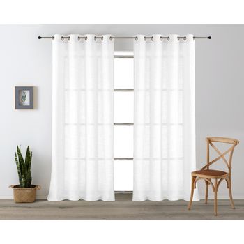 Vipalia Pack 2 Unidades Cortinas Confeccionadas Visillo Semitransparentes Anillas Metal. Blanco 140x260 Cm