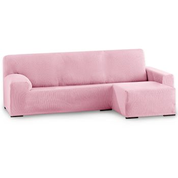 Funda De Sofá Elástica Adaptable. Modelo Rustica. Chaise Longue Brazo Corto Derecha Rosa