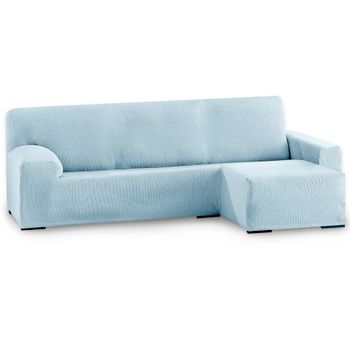 Funda De Sofá Elástica Adaptable. Modelo Rustica. Chaise Longue Brazo Corto Derecha Celeste