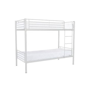 Litera Metalica Doble Cama 90cm As110 Blanco + 2 Colchones (90x190 Cm)