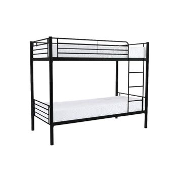 Litera Metalica Doble Cama 90cm Negro + 2 Colchones (90x190 Cm)