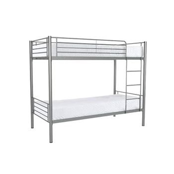 Litera Metalica Doble Cama 90cm Gris + 2 Colchones (90x190 Cm)