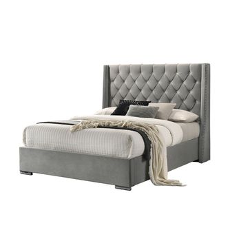 Cama De Matrimonio Meldives 150cm Gris + Colchon Top Viscoelastico De 28 Cm