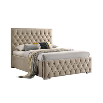 Cama De Matrimonio Magallan 135cm Beige + Colchon Top Viscoelastico De 28 Cm