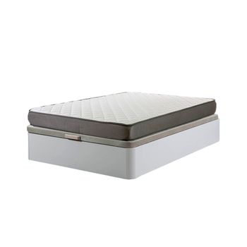 Cama Canape Abatible Blanco 135x190 Cm + Colchon Basico De 18 Cm