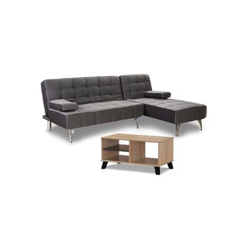 Sofa Cama Chaise Longue Xs Gris Oscuro + Mesa De Centro Dn Cambria