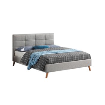 Cama De Matrimonio Barley 135cm Gris + Colchon Basico De 18 Cm