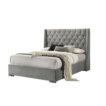 Cama De Matrimonio Meldives 150cm Gris + Colchon Viscoelastico De 23 Cm