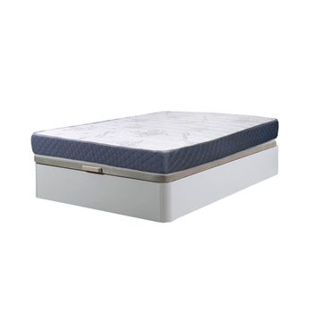 Cama Canape Abatible Blanco 90x190 Cm + Colchon Viscoelastico De 23 Cm