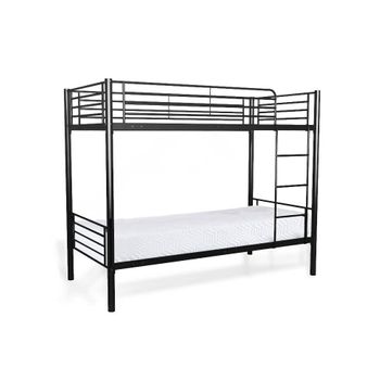 Litera Metalica Doble Cama 90cm As110 Negro + 1 Colchon (90x190 Cm)