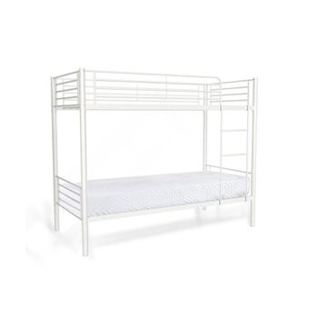 Litera Metalica Doble Cama 90cm As-110 Blanco + 1 Colchon (90x190 Cm)