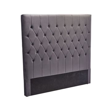 Cabecero De Cama Capitone En Terciopelo 135cm Gris Oscuro 140x137 Cm