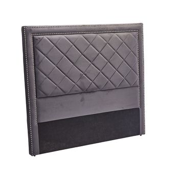 Cabecero De Cama En Terciopelo Meghan 135cm Gris Oscuro 143x130 Cm