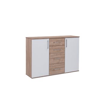 Comoda Aparador Joana 2 Puertas Y 4 Cajones Blanco Y Cambria 120x82 Cm