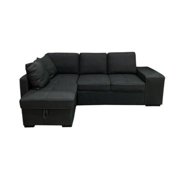 Sofa Cama Chaise Longue Stacy 250cm Negro, Chaise Izquierdo