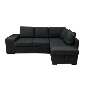 Sofa Cama Chaise Longue Stacy 250cm Negro, Chaise Derecho