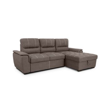 Sofa Cama Chaise Longue New Farrar 256cm Marron, Chaise Derecho