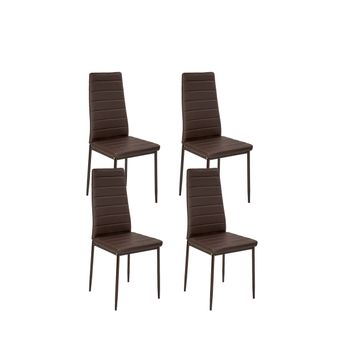 Silla De Comedor En Polipiel/metal Marron, 4 Unidades